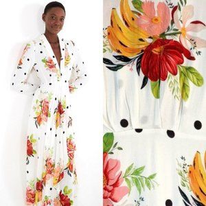 NWT Farm Rio Nanaju White Floral Maxi Dress Small